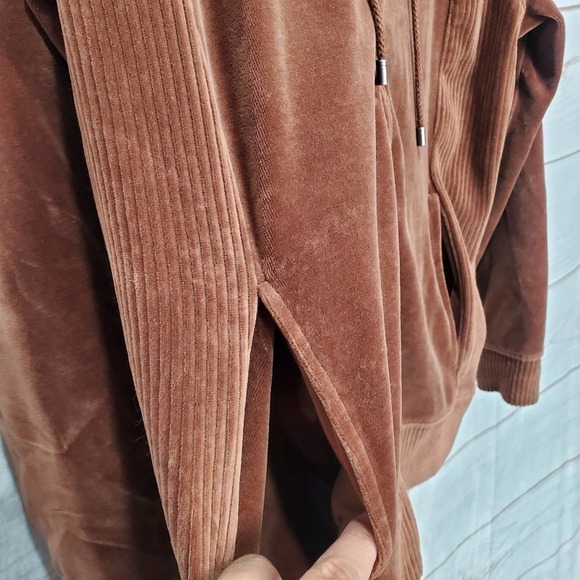 Karen Scott Vintage Zip Up Hoodie Womens Large Velour Brown Hooded 90s Retro Y2K - Picture 5 of 10